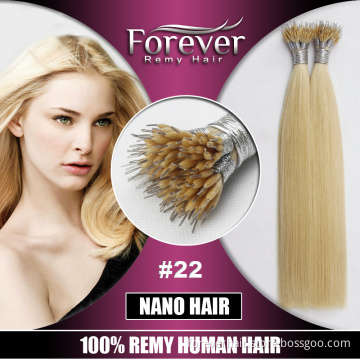 2016 Forever new trendy professional christmas hair extension wholesale premium 100 human remy Blonde nano tip hair extensions